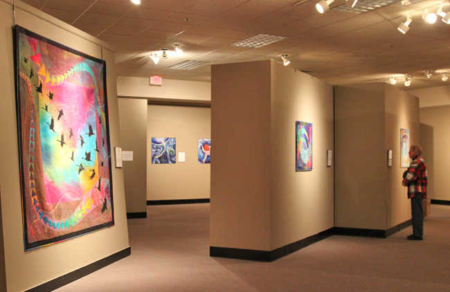 Exhibits inside the National Quilt Museum